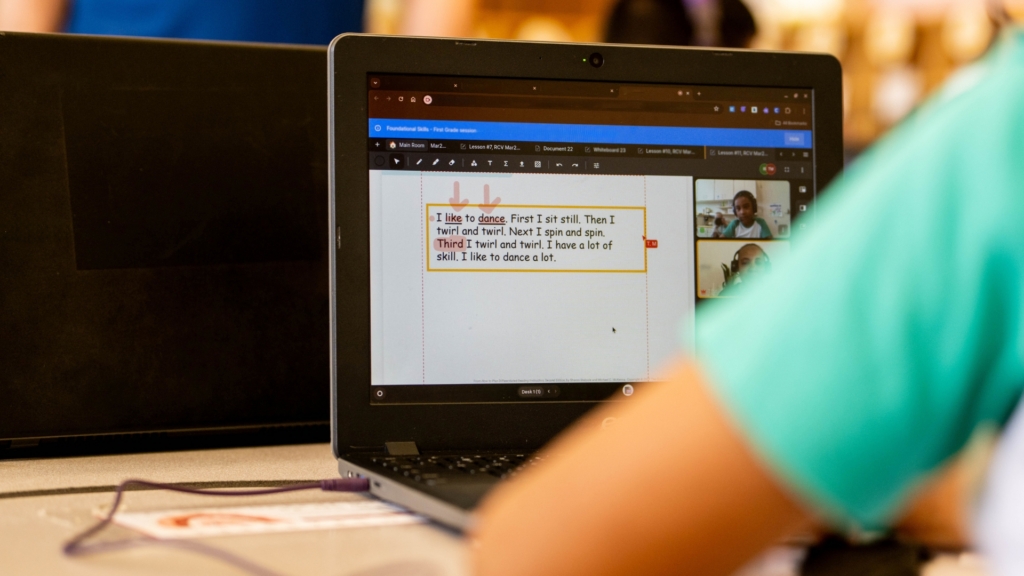 Student in an Ignite Reading Tutoring session