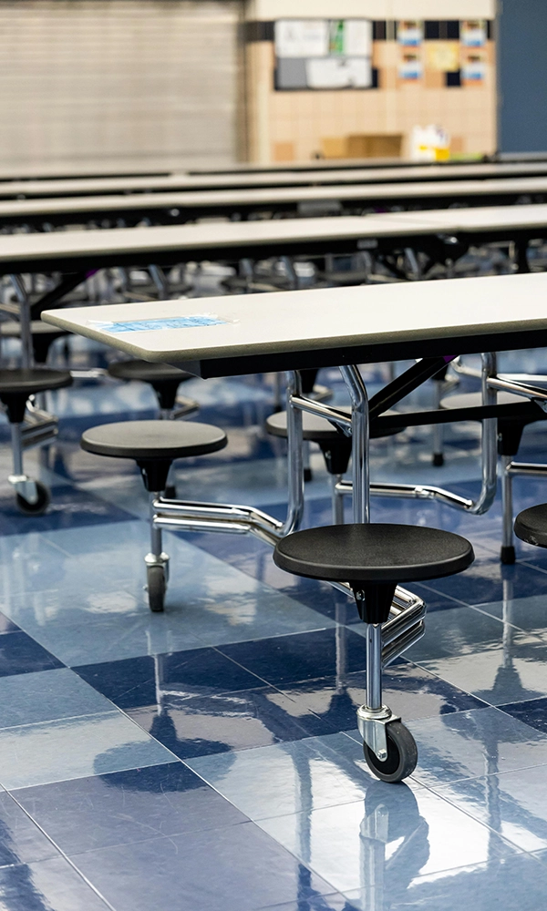 an Empty Cafeteria in a school struggling with chronic absenteeism