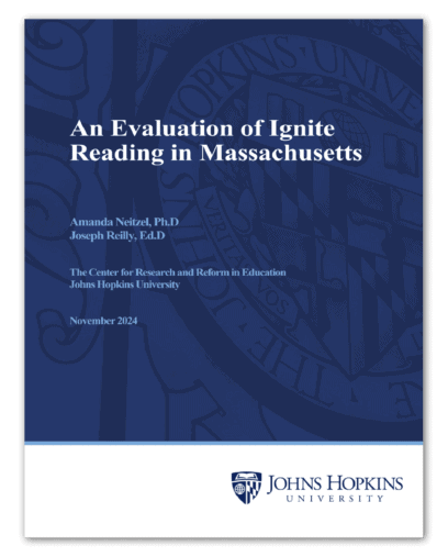 Cover for study by Center for Research and Reform in Education at Johns Hopkins University 