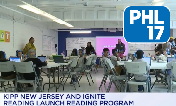 In a screenshot from a PHL17 TV news clip, students are seen in a classroom during a high dosage tutoring session