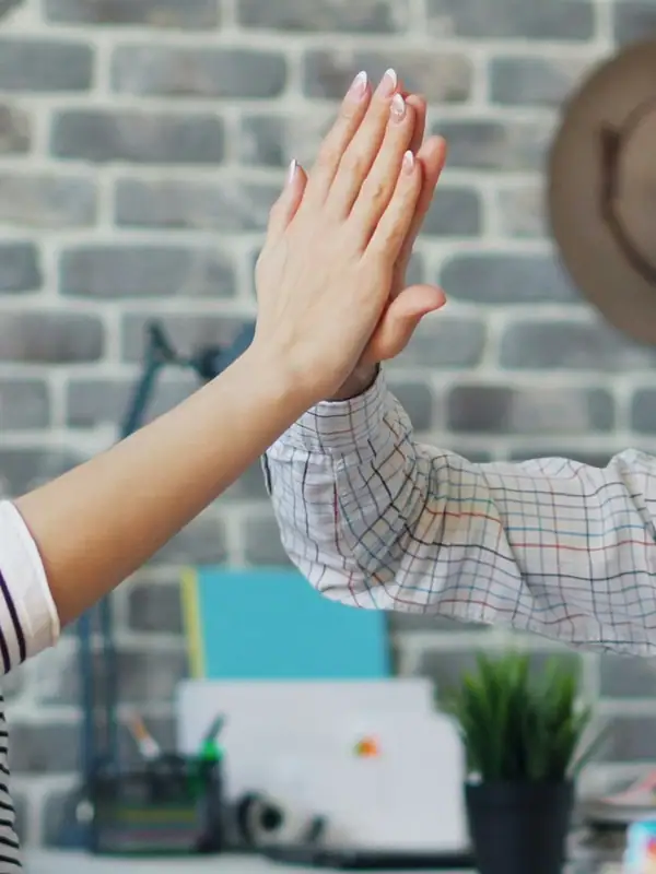 partners high fiving