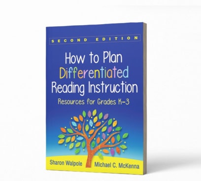 the book cover for how to plan differentiated reading instruction by sharon walpole and michael c mckenna